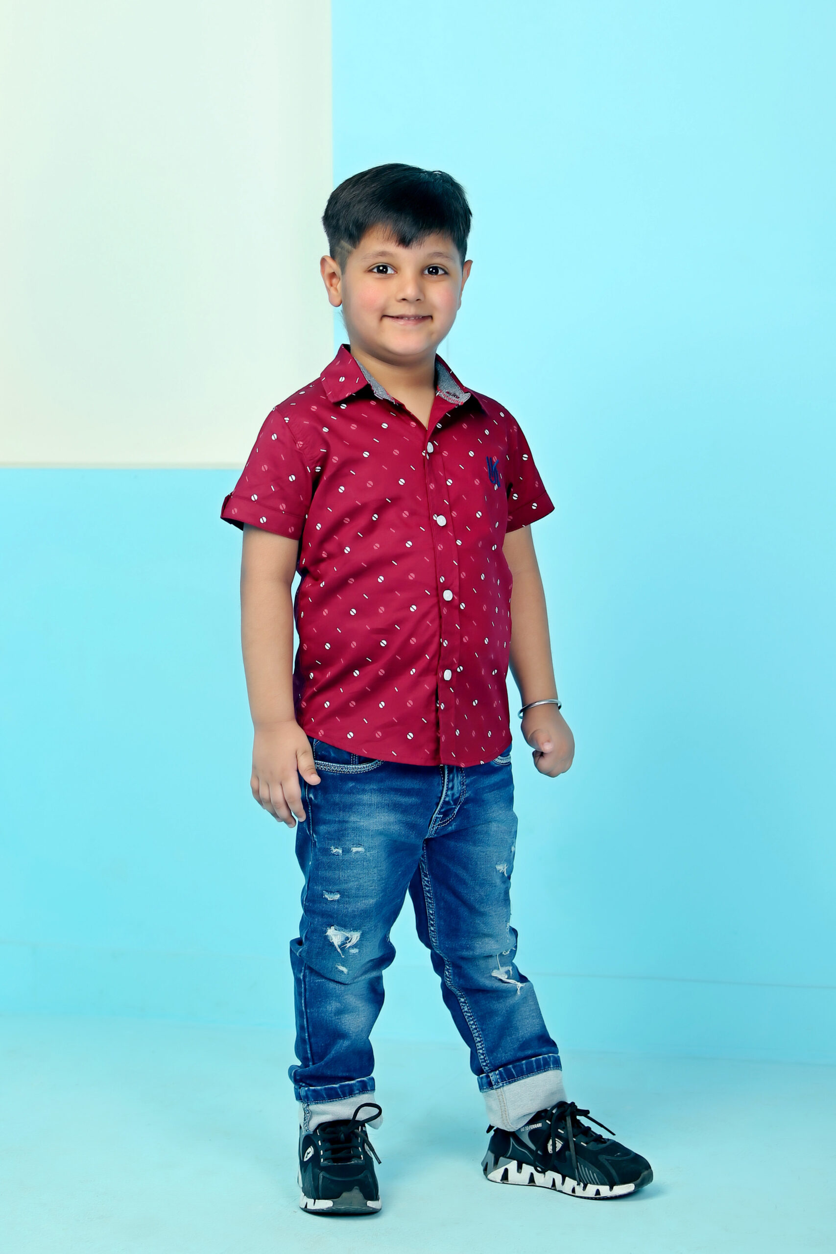 Printed Shirt Maroon - Image 2