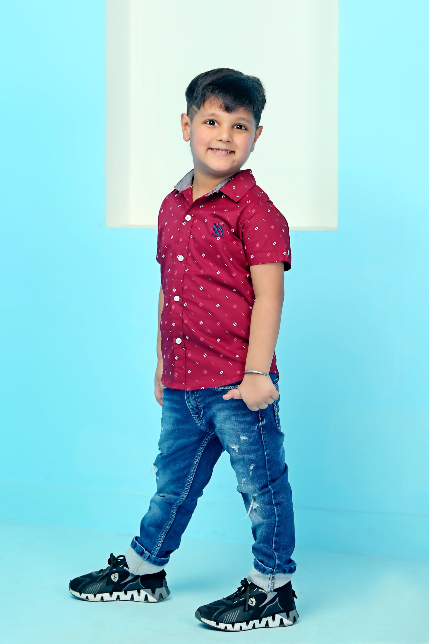 Printed Shirt Maroon - Image 3